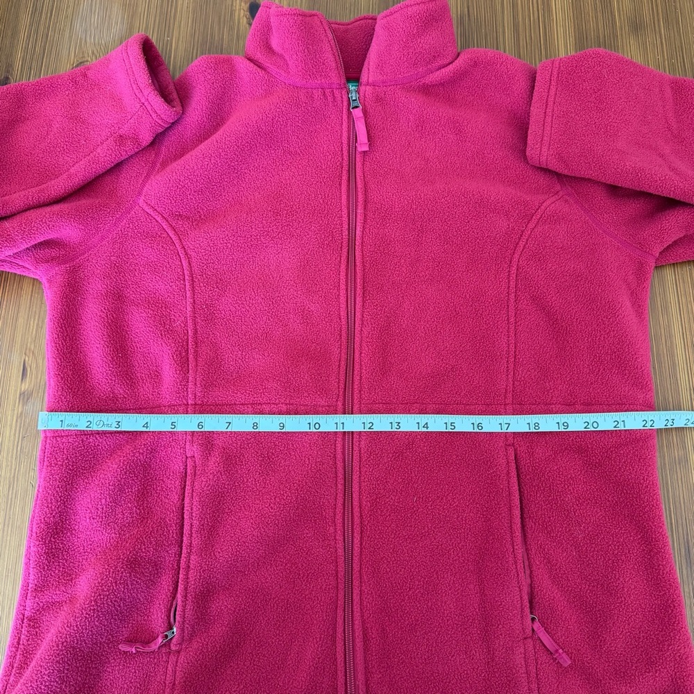 L.L. Bean Cranberry Red Full Zip Up Fleece Jacket - 1X - Picture 7 of 9
